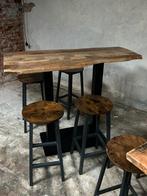 Bar tafel  met boomstam-blad (2 x), Huis en Inrichting, Tafels | Eettafels, Ophalen, 100 tot 150 cm, Eikenhout, 50 tot 100 cm