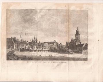 Zwolle van den kant van 't Zwarte Water Kopergravure ca.1781