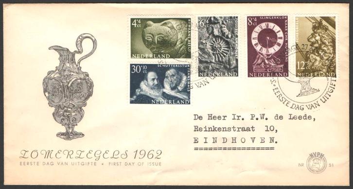 Nederland FDC E51 met adres, Museumstukken 1962, Postzegels en Munten, Postzegels | Eerstedagenveloppen, Beschreven, Nederland