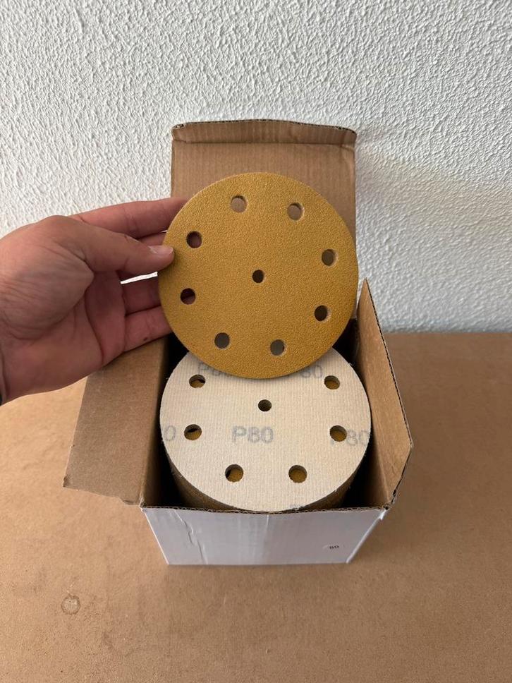 Schuurpapier klittenband 125mm 9 stofgaten nieuw 50 stuks, Auto diversen, Onderhoudsmiddelen, Ophalen of Verzenden