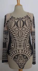 Aparte stoere stretch tattoo top/body! M/L, Kleding | Dames, Maat 38/40 (M), Bruin, Verzenden, Zo goed als nieuw