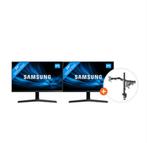 Dubbele Samsung 24" monitor met Monitorarm, Computers en Software, Monitoren, Gaming, HDMI, IPS, In hoogte verstelbaar