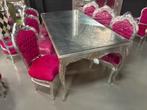 Barok Zilver Eettafel + 6 Stoelen - 200cm, Huis en Inrichting, Tafels | Eettafels, 100 tot 150 cm, 200 cm of meer, Ophalen of Verzenden