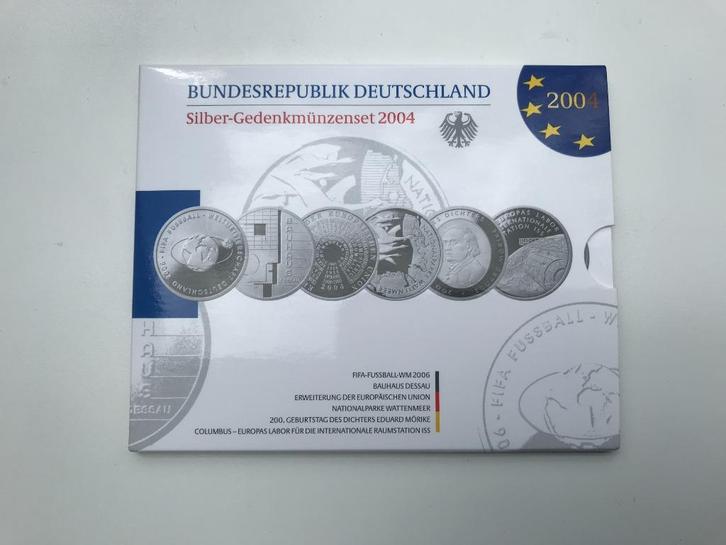 Duitsland Herdenkingsmunten 2004 6x 10 Euro Zilver, Postzegels en Munten, Munten | Europa | Euromunten, Setje, Overige waardes