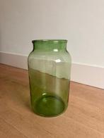Mooie grote glazen groene vaas, Ophalen, Minder dan 50 cm, Groen, Glas