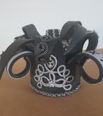 Zwarte zilveren foam hoed met veel bling bling, Ophalen of Verzenden, Zo goed als nieuw, Carnaval, Accessoires