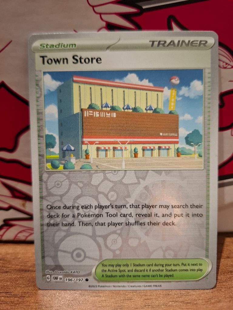 Pokemon Town Store OBF 196/197 reverse holo, Ophalen of Verzenden, Nieuw, Losse kaart