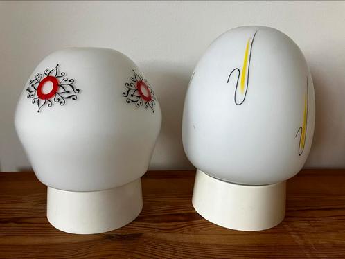 2 plafond lampen uit de jaren ‘60, Huis en Inrichting, Lampen | Plafondlampen, Zo goed als nieuw, Glas, Ophalen of Verzenden