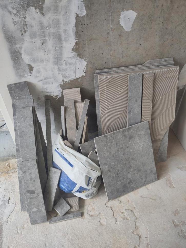 Gratis tegelresten terrazzo look - Mykonos, Doe-het-zelf en Verbouw, Tegels, Gebruikt, Vloertegels, Keramiek, Minder dan 20 cm