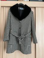 Wollen mantel stola winterjas pied de poule zwart wit 38 m, Ophalen of Verzenden, Zo goed als nieuw