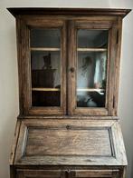 Landelijke smalle buffetkast met klep, massief robuust eiken, Ophalen, Gebruikt, 100 tot 150 cm, 200 cm of meer