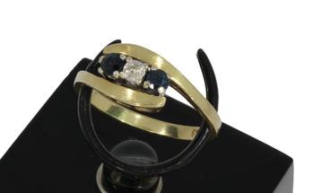 Saffieren diamanten 14k gouden dames design ring vintage beschikbaar voor biedingen