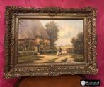 Groot schilderij landschap boerderij - olieverf, Ophalen of Verzenden