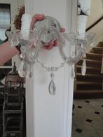1 WANDLAMP CHROOM met GLAZEN PEGELS, 2 armig, Ophalen of Verzenden, Zo goed als nieuw, Glas, Sfeervol, luxe