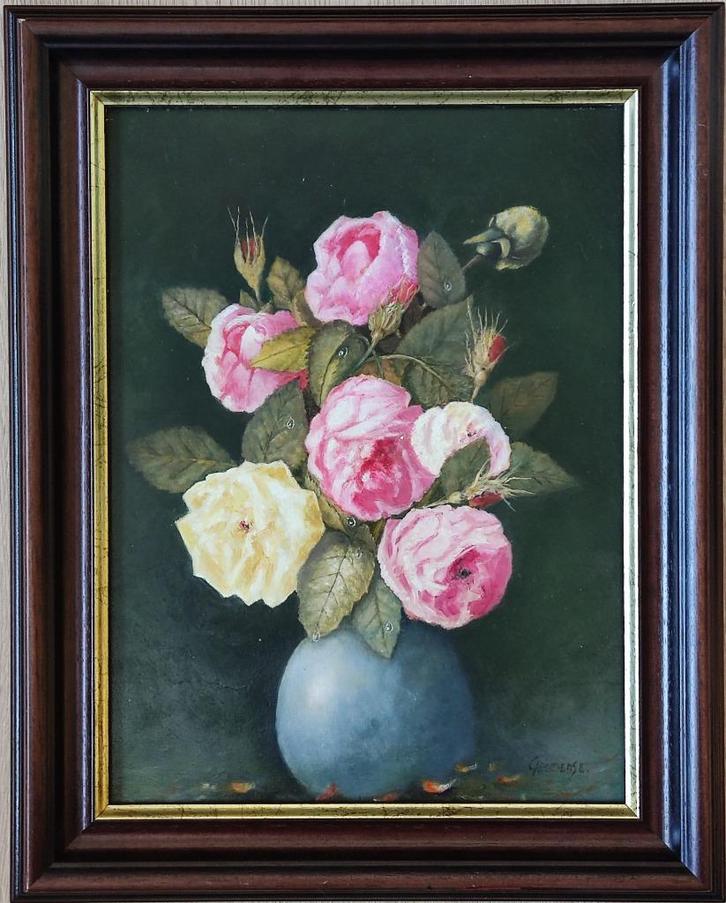Emile Geudens (1926-2011) - Stilleven met rozen, Antiek en Kunst, Kunst | Schilderijen | Klassiek, Ophalen of Verzenden