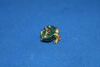 Kikker broche, smaragd groen, goudkleur metaal, 2 cm. Z1, Sieraden, Tassen en Uiterlijk, Broches, Tweedehands verkoop, Gebruikt