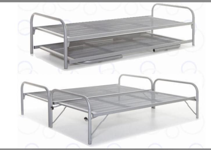 AVEK 2 logeerbedden onderschuifbed WIT 90x200, Huis en Inrichting, Slaapkamer | Bedden, Gebruikt, Tweepersoons, 180 cm, 200 cm