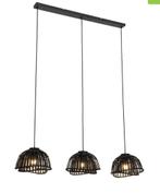 Oosterse hanglamp zwart bamboe 3-lichts – nieuw in doos, Ophalen, Nieuw, Minder dan 50 cm