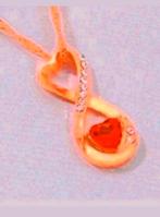 Ketting Infiniti hart rode steen, Verzenden, Nieuw, Goud, Met hanger