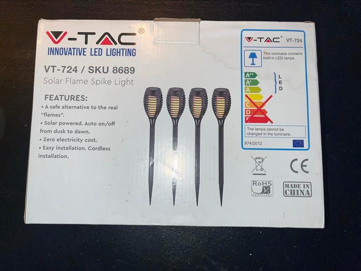 V-TAC Solar Flame Spike Light Tuinverlichting, Tuin en Terras, Fakkels, Nieuw, Ophalen of Verzenden