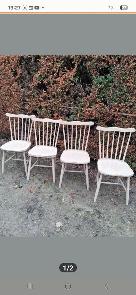 4 Vintage Oirschotse stoelen - Opknappers, Huis en Inrichting, Stoelen, Gebruikt, Vier, Hout, Ophalen