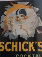 Orginele art-deco drank reclame met tax zegel 1925 cocktails, Verzamelen, Ophalen of Verzenden, Zo goed als nieuw, Reclamebord