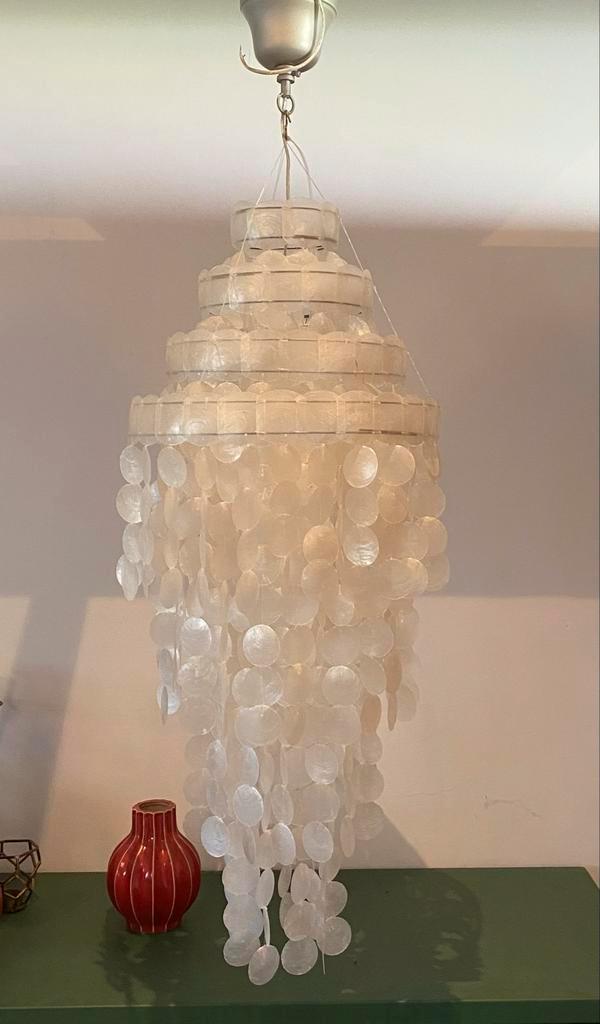 Parelmoer Schelpen Hanglamp - Prachtige Sfeermaker, Huis en Inrichting, Lampen | Hanglampen, Zo goed als nieuw, 75 cm of meer