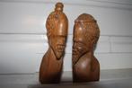 Afrikaans houten koppen “stelletje”, heel fraai 173, Antiek en Kunst, Kunst | Beelden en Houtsnijwerken, Ophalen of Verzenden
