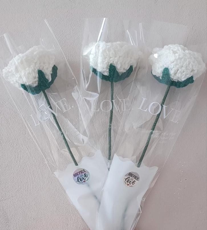 Gehaakte rozen Wit, Huis en Inrichting, Woonaccessoires | Kunstplanten en Kunstbloemen, Nieuw, Ophalen of Verzenden