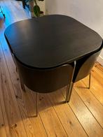 IKEA Fusion Vintage vierkante Eettafel zwart 4 stoelen, Huis en Inrichting, Ophalen of Verzenden, Zo goed als nieuw, Vierkant
