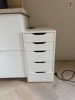Witte Bureau Ladekast met 5 Lades, Ophalen, Gebruikt, Met lade(s), 50 tot 75 cm