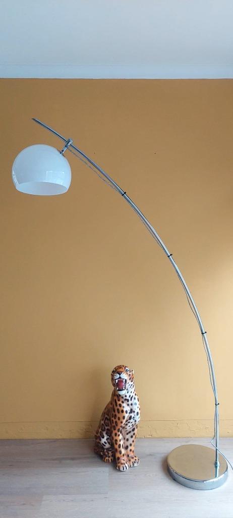 Vintage Rietveld booglamp lamp met retro bol, Huis en Inrichting, Lampen | Vloerlampen, Gebruikt, 150 tot 200 cm, Kunststof, Ophalen