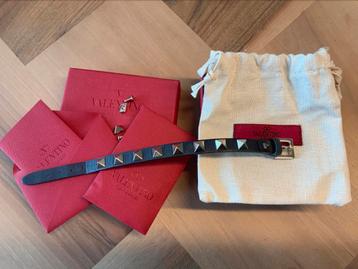Valentino Lederen Leather Rockstuds Armband Bracelet Black beschikbaar voor biedingen