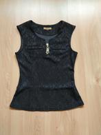 z.g.a.n. zwart kanten topje met leuke rits valt als maat S, Verzenden, Zo goed als nieuw, H.F., Zwart