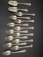 Antiek zilver 12 theelepels en 2 thee/ suiker schepjes, Ophalen of Verzenden