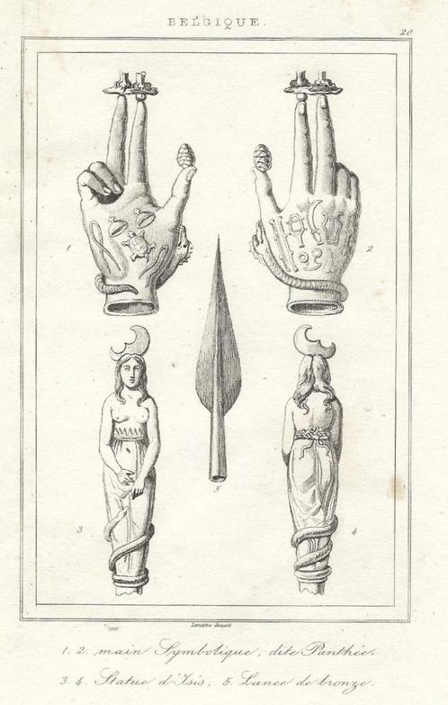 1844 - Symbolische handen / tattoo, Antiek en Kunst, Kunst | Etsen en Gravures, Ophalen of Verzenden