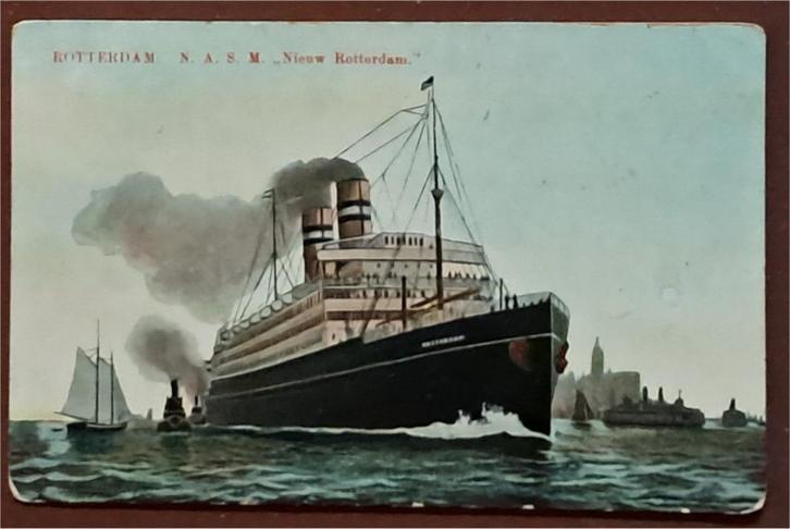 ansichtkaart N.A.S.M. s.s. Nieuw Rotterdam, Verzamelen, Ansichtkaarten | Themakaarten, Gelopen, Voor 1920, Overige thema's, Ophalen of Verzenden