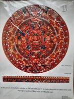 Azteekse kalender afbeelding (28x38) met uitleg, Ophalen of Verzenden, Jaarkalender, Gebruikt