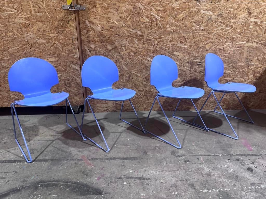 Fritz Hansen stoelen 4x, Ophalen, Gebruikt, Blauw, Vier