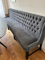Grijze gestoffeerde eettafel bank van 3 meter breed, Ophalen, Gebruikt, Stof