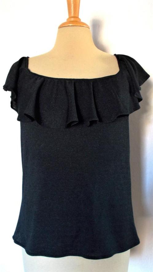 Mooie zwarte ruche top van Jean Paul! 40, Kleding | Dames, Tops, Zo goed als nieuw, Maat 38/40 (M), Zwart, Zonder mouw, Verzenden