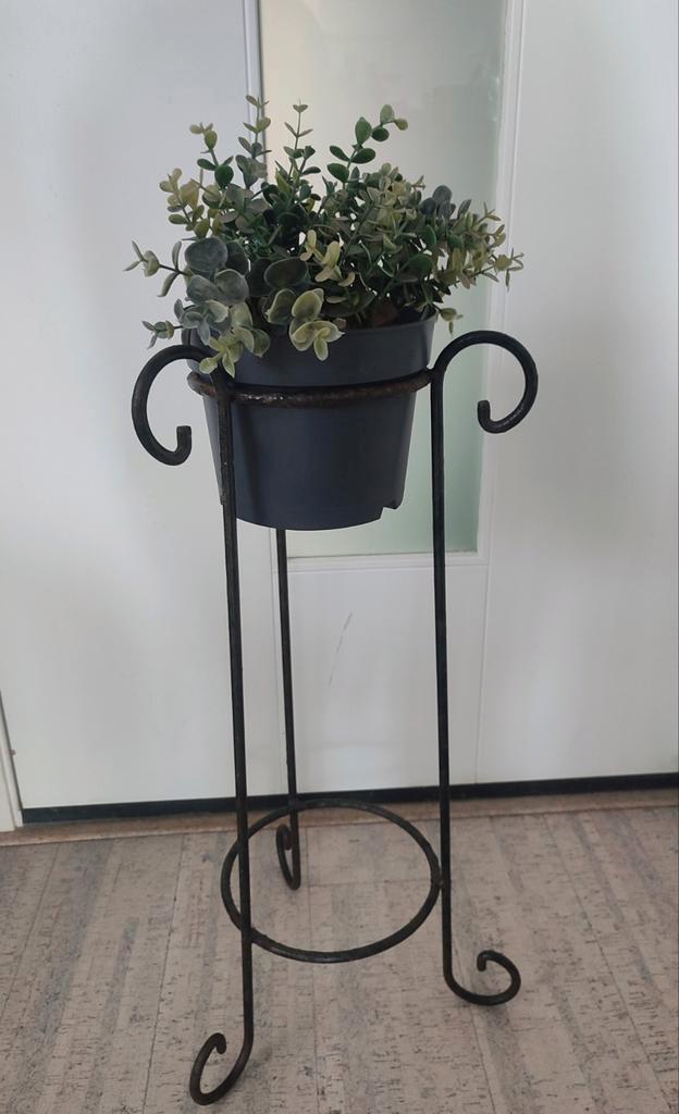 Vintage brocante gietijzeren Plantenstandaard met Krullen, Tuin en Terras, Tuinstekers, Gebruikt, Ophalen of Verzenden
