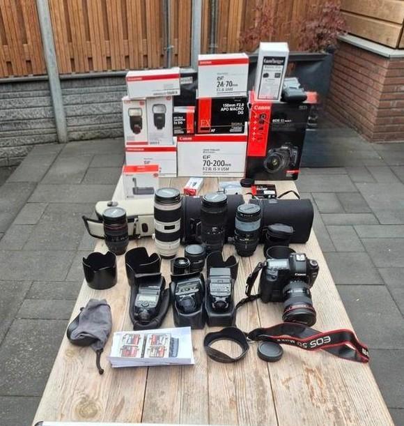 Canon camera -lenzen- flitsers complete set alles in 1 koop, Audio, Tv en Foto, Fotocamera's Digitaal, Zo goed als nieuw, Canon