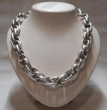 Zilveren zware schakel ketting met veerslot nr.848 beschikbaar voor biedingen