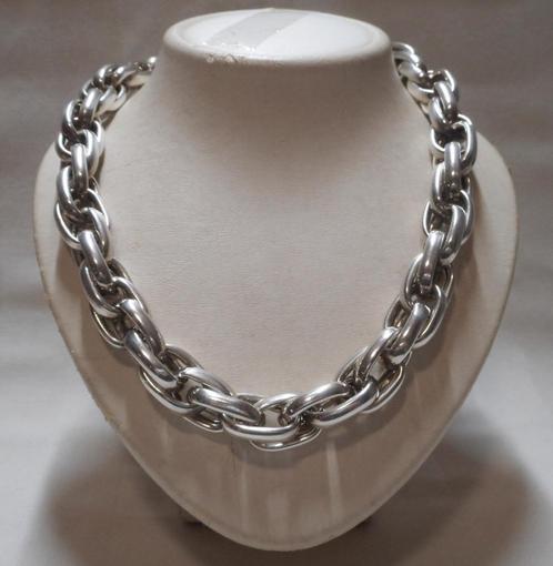 Zilveren zware schakel ketting met veerslot nr.848, Sieraden, Tassen en Uiterlijk, Kettingen, Zo goed als nieuw, Zilver, Zilver