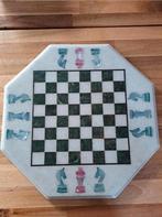 Mooie stenen schaakbord met parelmoer versieringen marmer, Een of twee spelers, Ophalen of Verzenden, Zo goed als nieuw
