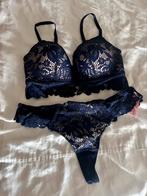 Blauwe Hunkemöller lingerie set - Maat 75C/M, Hunkemöller, Ophalen of Verzenden, Blauw, Setje