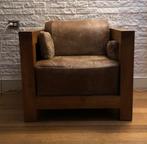Teak houten kubus stoel, 75 tot 100 cm, Gebruikt, Ophalen of Verzenden, Modern, strak