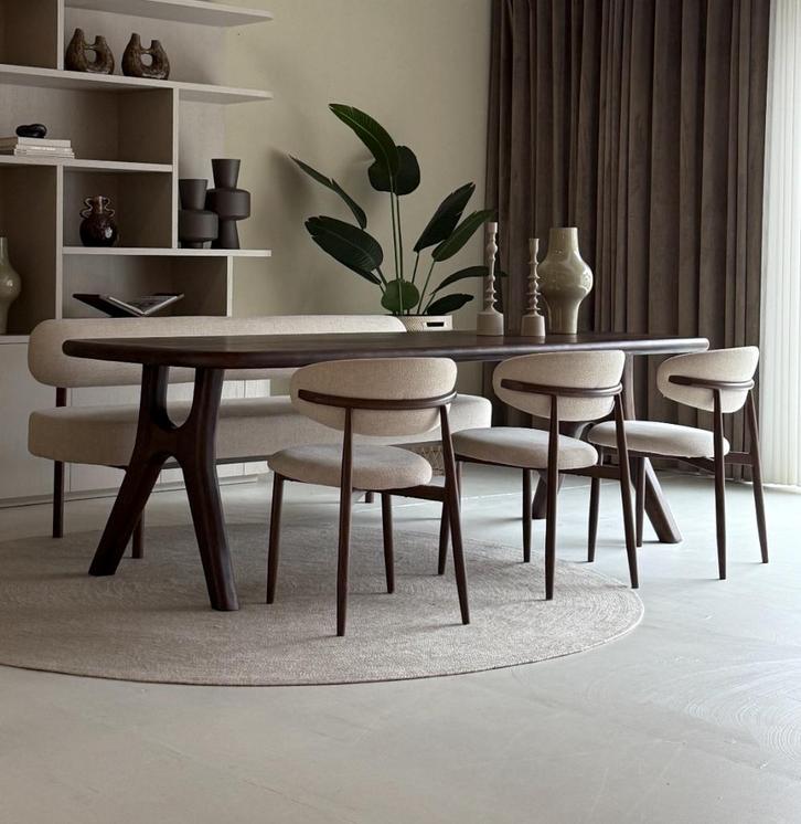 Bruin walnoot kleur Japandi eetkamer tafel **Nieuw**, Huis en Inrichting, Tafels | Eettafels, Nieuw, 50 tot 100 cm, 200 cm of meer