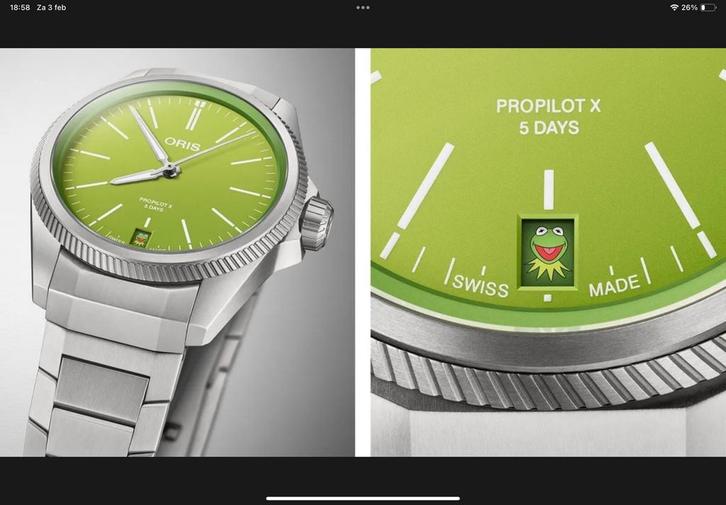 Nieuw! Oris calibre 400 Propilot X Kermit edition, Sieraden, Tassen en Uiterlijk, Horloges | Heren, Nieuw, Polshorloge, Overige merken